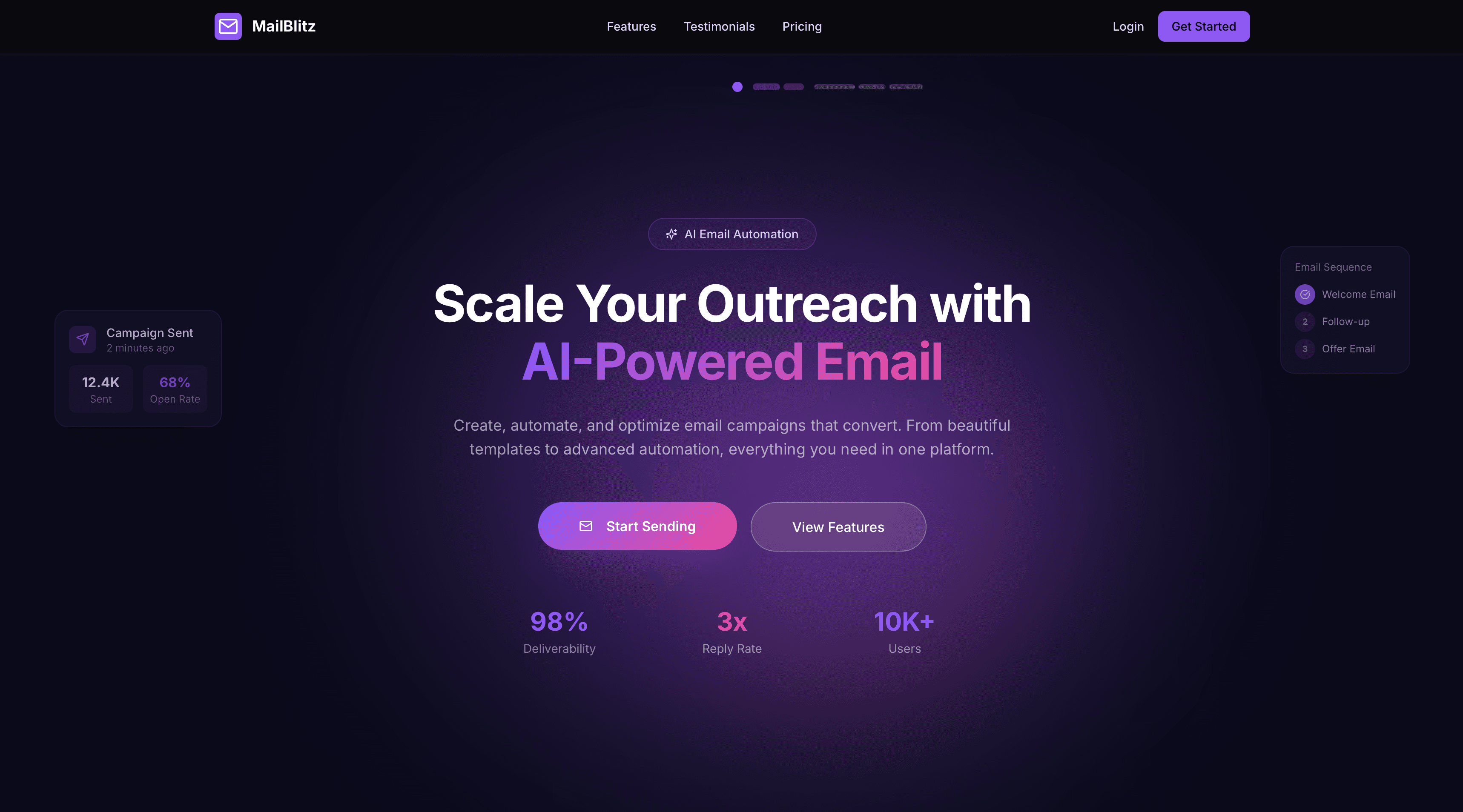 MailBlitz Landing Page